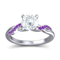 Lab Diamond Ring In Palladium With Amethyst Samana Round Modern Ring