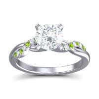 Lab Diamond Ring In Palladium With Peridot Samana Round Modern Ring