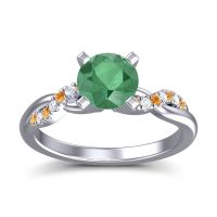 Emerald Engagement Ring In Palladium With Citrine And Diamond - Samana Round Modern Ring