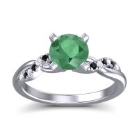 Emerald Ring In Palladium With Diamond And Black Onyx Samana Round Modern Ring