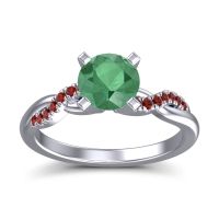 Emerald Ring In Palladium With Garnet Samana Round Modern Ring
