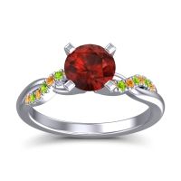 Garnet Ring In Palladium With Citrine And Peridot Samana Round Modern Ring