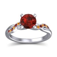 Garnet Ring In Palladium With Citrine Samana Round Modern Ring