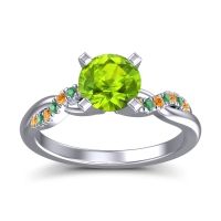 Peridot Ring In Palladium With Citrine And Emerald Samana Round Modern Ring