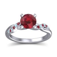 Lab Ruby Ring In Palladium With Aquamarine And Ruby Samana Round Modern Ring