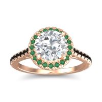 Lab Diamond Ring In 18K Rose Gold With Emerald And Black Onyx Zalka Round Halo Ring