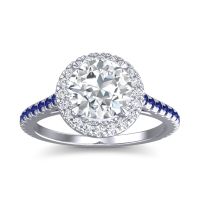 Lab Diamond Ring In Palladium With Diamond And Blue Sapphire Zalka Round Halo Ring