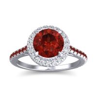 Garnet Ring In Palladium With Diamond Zalka Round Halo Ring