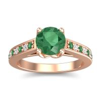 Emerald Engagement Ring In 14K Rose Gold With Diamond - Dala Round Classic Ring