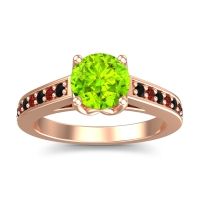 Peridot Ring In 14K Rose Gold With Black Onyx And Garnet Dala Round Classic Ring