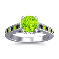 Peridot Ring In 14k White Gold With Black Onyx Dala Round Classic Ring
