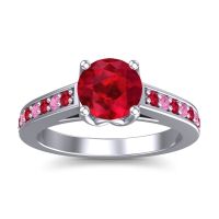 Ruby Ring In 14k White Gold With Pink Tourmaline Dala Round Classic Ring