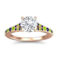 Lab Diamond Ring In 18K Rose Gold With Peridot And Blue Sapphire Hanu Round Classic Ring