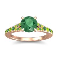 Emerald Ring In 14K Rose Gold With Peridot Hanu Round Classic Ring