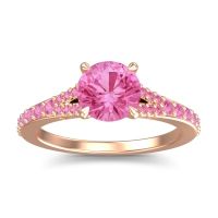 Pink Tourmaline Ring In 18K Rose Gold Hanu Round Classic Ring