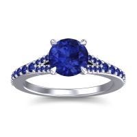 Blue Sapphire Ring In 18k White Gold Hanu Round Classic Ring