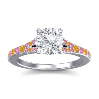 Lab Diamond Ring In Palladium With Citrine And Pink Tourmaline Hanu Round Classic Ring