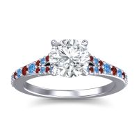 Lab Diamond Ring In Palladium With Swiss Blue Topaz And Garnet Hanu Round Classic Ring