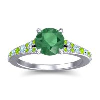 Emerald Ring In Palladium With Aquamarine And Peridot Hanu Round Classic Ring