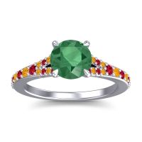 Emerald Ring In 14k White Gold With Ruby And Citrine Hanu Round Classic Ring