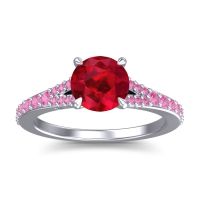 Ruby Ring In Platinum With Pink Tourmaline Hanu Round Classic Ring