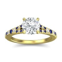 Lab Diamond Ring In 18k Yellow Gold With Blue Sapphire Hanu Round Classic Ring