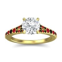 Lab Diamond Ring In 14k Yellow Gold With Ruby And Black Onyx Hanu Round Classic Ring