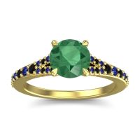 Emerald Ring In 14k Yellow Gold With Black Onyx And Blue Sapphire Hanu Round Classic Ring