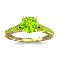 Peridot Ring In 18k Yellow Gold Hanu Round Classic Ring