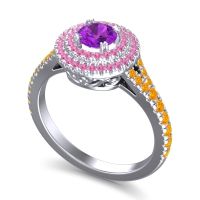 Ornate Halo Pave Nikama Ring