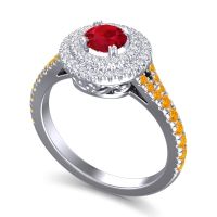 Ornate Halo Pave Nikama Ring