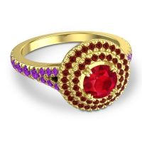Ornate Halo Pave Nikama Ring