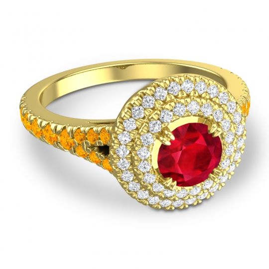 Ornate Halo Pave Nikama Ring