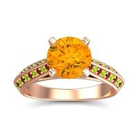 Citrine Ring In 14K Rose Gold With Garnet And Peridot Zekhara Round Classic Ring
