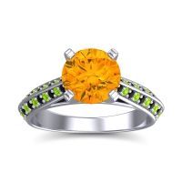 Citrine Ring In 14k White Gold With Black Onyx And Peridot Zekhara Round Classic Ring