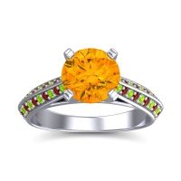 Citrine Ring In 14k White Gold With Peridot And Garnet Zekhara Round Classic Ring