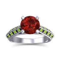 Garnet Ring In 14k White Gold With Black Onyx And Peridot Zekhara Round Classic Ring