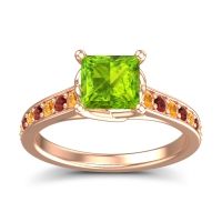 Peridot Ring In 14K Rose Gold With Citrine And Garnet Jala Princess Classic Ring