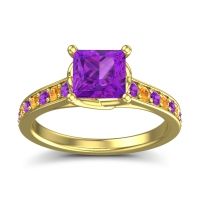 Amethyst Ring In 14k Yellow Gold With Citrine Jala Princess Classic Ring