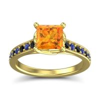 Citrine Ring In 14k Yellow Gold With Black Onyx And Blue Sapphire Jala Princess Classic Ring