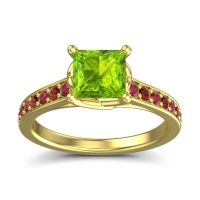 Peridot Ring In 14k Yellow Gold With Ruby And Garnet Jala Princess Classic Ring
