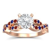Lab Diamond Ring In 14K Rose Gold With Blue Sapphire And Garnet Kamini Round Modern Ring