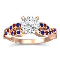 Lab Diamond Ring In 14K Rose Gold With Garnet And Blue Sapphire Kamini Round Modern Ring