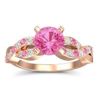 Pink Tourmaline Engagement Ring In 18K Rose Gold With Diamond - Kamini Round Modern Ring