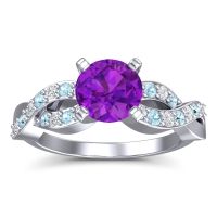 Amethyst Ring In Palladium With Diamond And Aquamarine Kamini Round Modern Ring