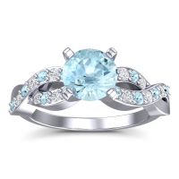 Aquamarine Engagement Ring In 14k White Gold With Diamond - Kamini Round Modern Ring
