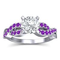 Lab Diamond Ring In Palladium With Amethyst Kamini Round Modern Ring