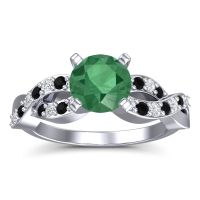 Emerald Ring In Palladium With Diamond And Black Onyx Kamini Round Modern Ring
