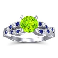Peridot Ring In Palladium With Diamond And Blue Sapphire Kamini Round Modern Ring