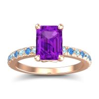 Amethyst Ring In 18K Rose Gold With Aquamarine And Swiss Blue Topaz Samicina Emerald Classic Ring